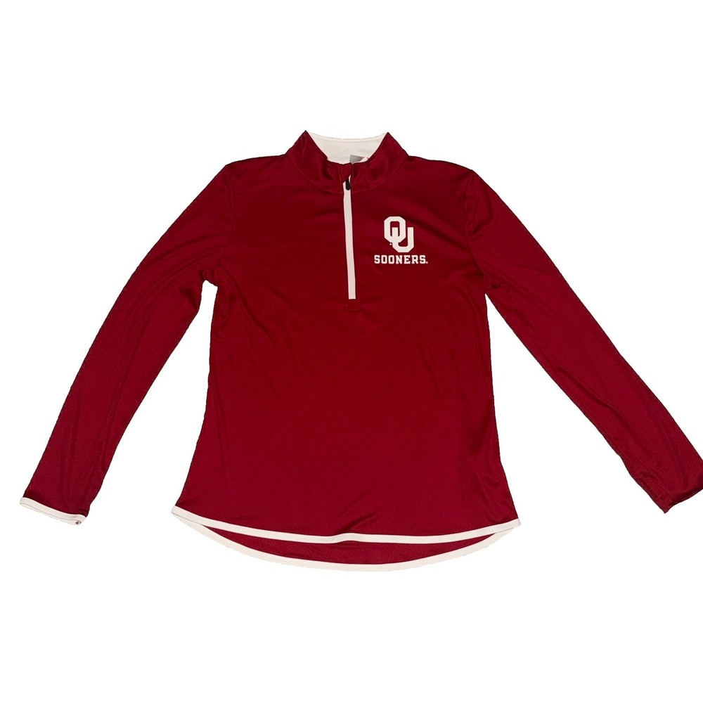 Women's Oklahoma Sooners Med 1/4" Zip Top Fanatics Crimson Lightweight Top NWT